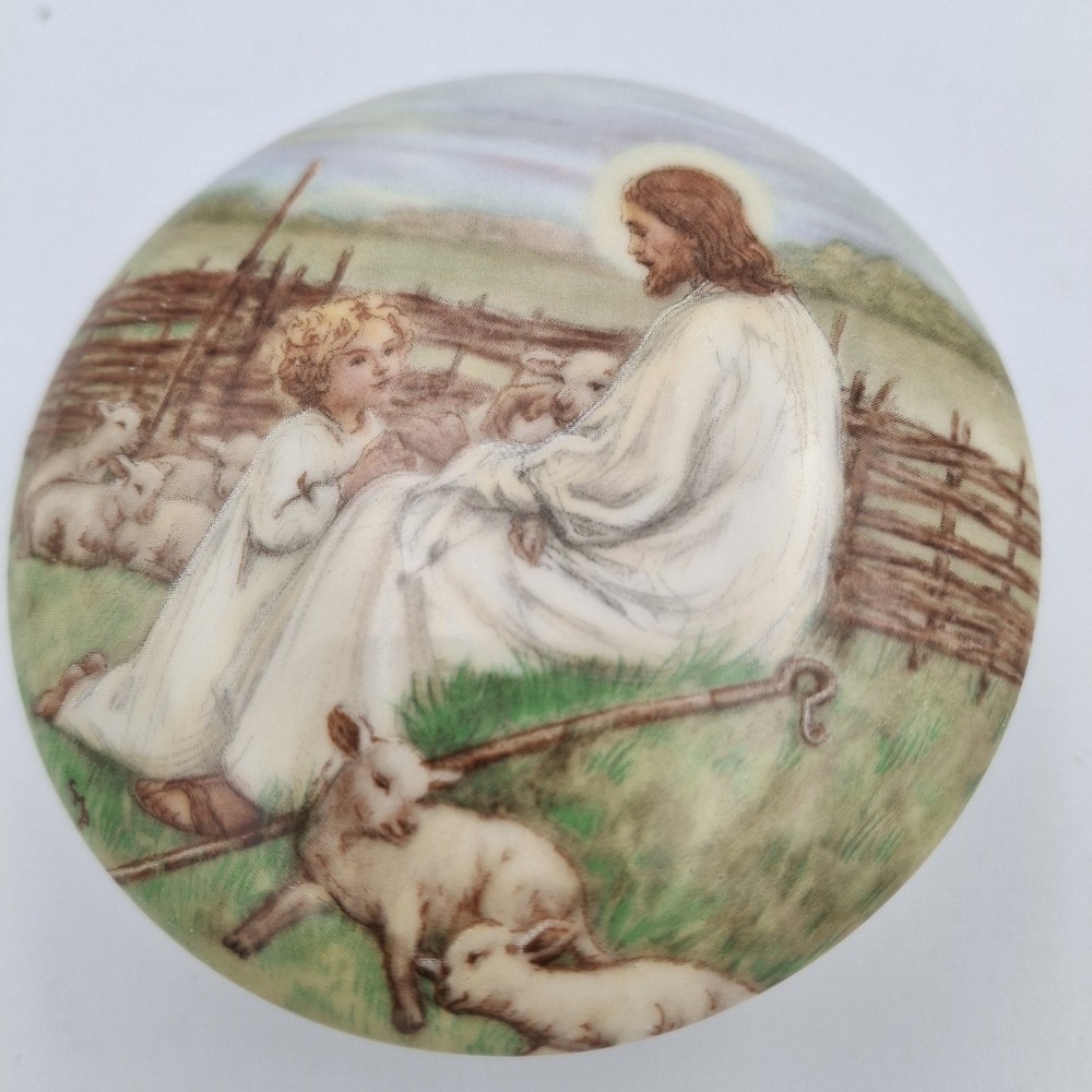 Vtg The Lord is My Shepard Trinket Box Numbered W.L. George Religious